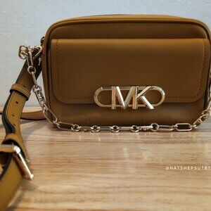 Michael Kors Leather Parker Chain Swag Crossbody in Marigold